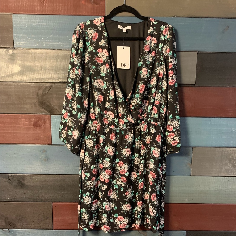 NWT floral dress with faux wrap top.